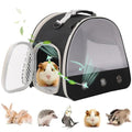 Breathable Guinea Pig Carrier Backpack with Nylon Mesh Window Portable Carrier for Guinea Pig, Bunny Bearded Dragon Bird Chinchilla Ferret Travel Outdoor - color: Black