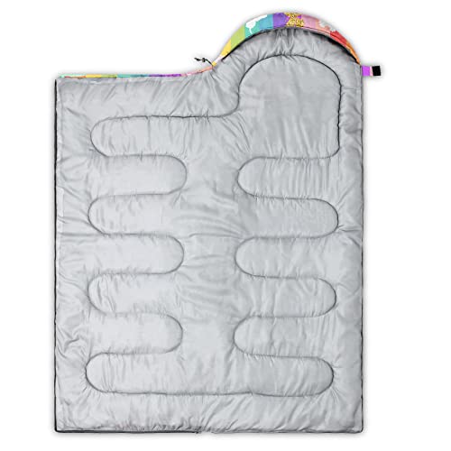 QOOMO Camping Sleeping Bags,3 Season Warm & Cool Weather,Lightweight,Waterproof Sleeping Bags for Adults & Kids,Traveling,and Outdoors,Camping Gear Equipment - color: Rainbow Butterfly 2