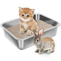 Stainless Steel Litter Box for Kitten, 15.7"×11.8"×4" Small Litter Box for Kittens Easy Entry, Non Odor, Easy to Clean, Metal Litterbox for Cat, Rabbit, Guinea Pigs and Hamsters | 15.7"×11.8"×4", Easy Entry, Non Odor, Easy to Clean, Litter Box for Cat, Ra
