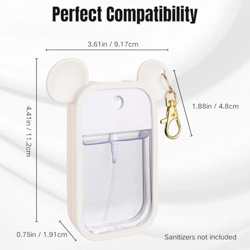 Mouse Design Silicone Case Compatible with Touchland Hand Sanitizer Spray 1 fl oz, Silicone Protective Case Holder with Keychain for Power Mist and Glow Mist, White - color: Cream White