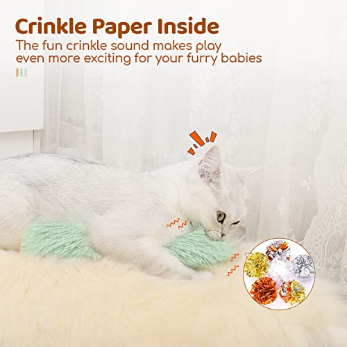 Potaroma Cat Toys Pillows, 3 Pack, Catnip Inside, Indoor Interactive Fun | Crinkle Sound, Soft Durable, Kitten Kicker, Promotes Kitty Exercise - color: Green Yellow Violet