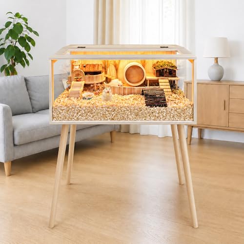 PROLEE Hamster Cage Wooden Chew Proof, Extra Large Mice and Rat Habitat Openable Top with Acrylic Sheets Solid Built Small Animal Cage with Leg Stands, 32 Inch Long - size: 32.0"L x 16.0"W x 40.0"H