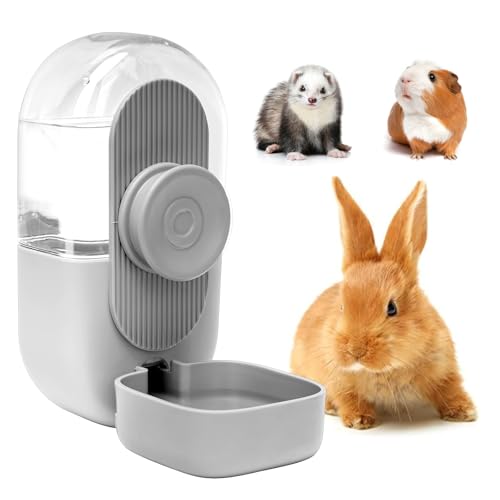 Kenond 28oz Rabbit Water Dispenser, Guinea Pig Gravity Water Bottle | Suitable for Guinea Pigs, bunnys, Ferrets, Hamsters, and Other Small Animals - color: Gray