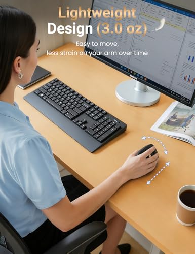 Ergonomic Vertical Wireless Mouse, 57°, Small/Medium Hands, Black | Rechargeable, Quiet Click, 800/1200/1600 DPI, 2.4GHz USB Receiver, Forward/Back Buttons, Computer Mouse for Laptop PC Mac - color: Black