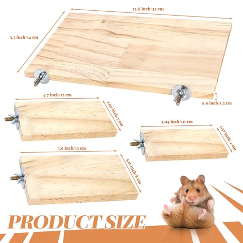 4-Size Bird Platforms with Wood Perches and Stand Boards - Habitat Cage Corner Shelves with Stainless Steel Washers - Ideal for Parrots, Cockatiels & Small Pets like Hamsters, Gerbils & Chi