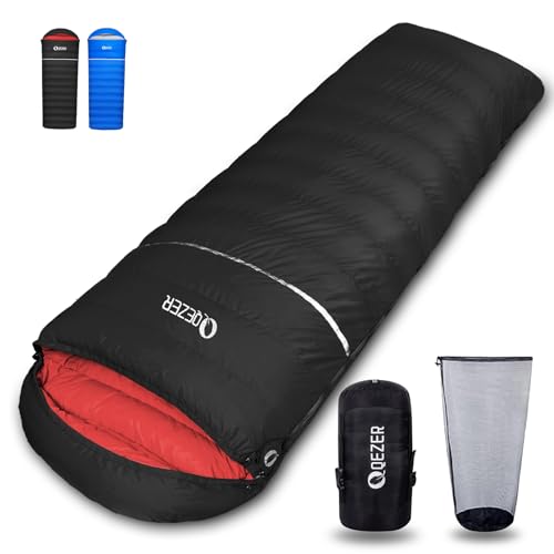 Down Sleeping Bag for Adults, 600 Fill Power Ultralight Backpacking | 600 Fill Power Down,Compact Carry,Ultralight Trail Use,Camping Hiking Backpacking,Cold and Warm Weather Use - color: 1500g Down Filling-Black-Right Zip