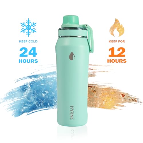 24oz Insulated Water Bottle, Wide Mouth Spout Lid, BPA-Free | Tritan spout lid, BPA free, 18/8 stainless steel body, Cold 24H, hot 12H, Wide mouth fits ice, Fit car cup holder,Green - color: Green