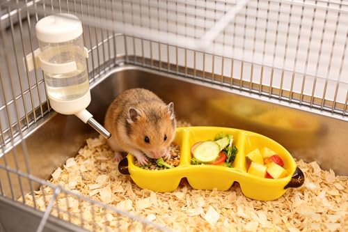 Hamster Food Bowl Ceramic, Cute Apple Pear Banana Shape Small Pet Feeding Dish, Easy to Clean Anti Flipping Guinea Pig Hamsters Food and Water Bowl, Small Animal Bowls for Dwarf, Parrots (Banana) - color: Banana