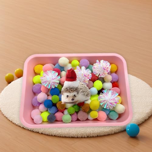 Hedgehog Dig Box Tray Set, Hedgehog Enrichment Toy for Cage Accessories, Fun Foraging & Digging Hedgehogs Toy for Hamster Guinea Pig Ferret (Pink)