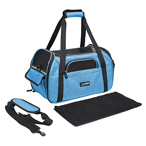 JESPET Soft-Sided Kennel Pet Carrier for Small Dogs, Cats, Puppy, Airline Approved Cat Carriers Dog Carrier Collapsible, Travel Handbag & Car Seat - color: Turquoise Blue, size: 19.0"L x 10.0"W x 13.0"H