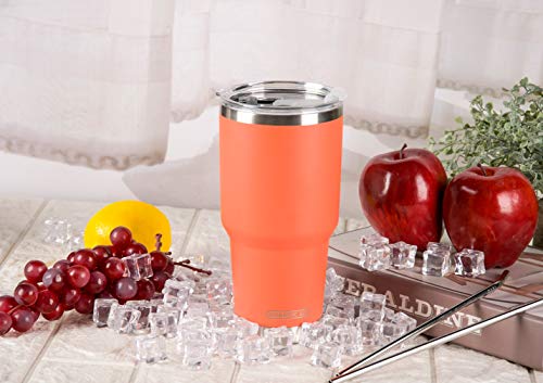 D·S 30oz Orange Tumbler Double Wall Vacuum Insulated Travel Coffee Mug | Double Wall Vacuum Suit Cold and Hot Drink Fits in standard car cup holders With Splash-Proof Lid - color: Orange