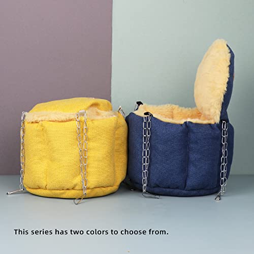 Sugar Glider Pouch, Rat Hanging Bed, Chipmunks Warm Bed, Rat Cage Accessories, Small Pet Animals Bed Dutch Pig Hamster Nest, Syrian Hamster Habitat Mini House, Play and Sleeping (Blue) - color: Blue