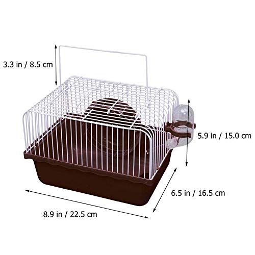 Small Pet Hamster Cage with Running Wheel Water Bottle Food Basin Portable Carrier House Mice Home Habitat for Going Out, Traveling (Coffee) - color: Coffee