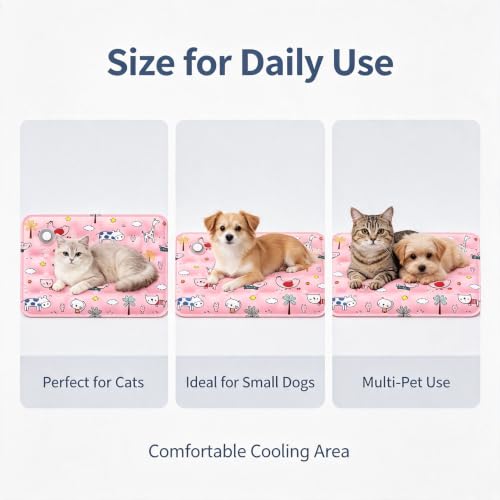 Water-Fillable Pet Cooling Mat, Pressure Activated Gel Cooling Pad for Dogs & Cats, Durable & Scratch Resistant, Perfect for Hot Weather to Prevent Overheating (88, Pink Zoo, 11.8 * 15.7) - color: pink zoo, size: 11.8*15.7