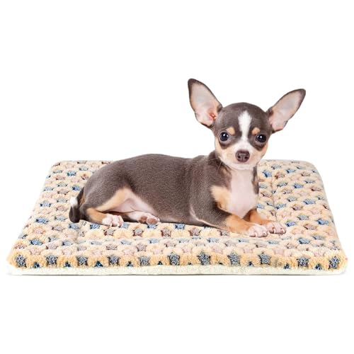 Mora Pets Dog Bed Crate Pad Ultra Soft Pet Mat Star Print 22 Inch Brown | Washable Crate Mat for Large Medium Small Dogs, Reversible Fleece Dog Crate Kennel Mat Flat Cat Bed Liner - color: Brown, size: 22-Inch