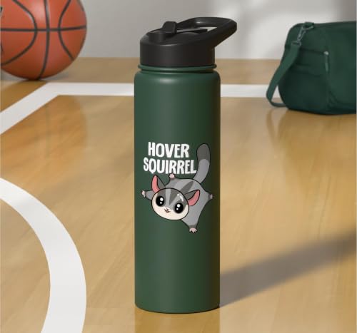 Cute Womens Girls Kids Mom Hover Squirrel Sugar Glider Lover Stainless Steel Insulated Water Bottle - color: Dark Green