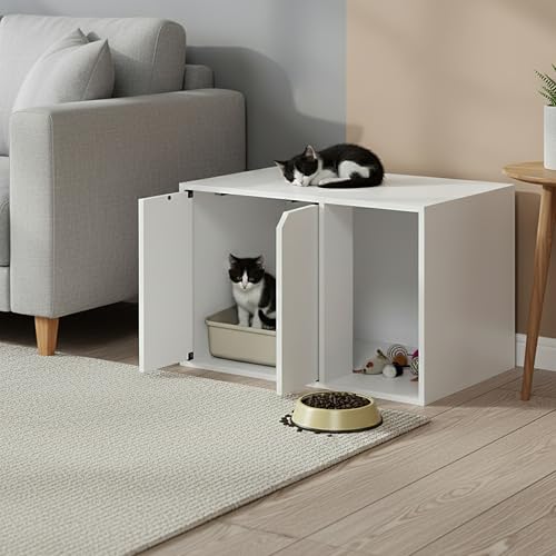 Furinno Peli Litter Box Enclosure, Small, Solid White - color: Solid White, size: Small