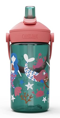 CamelBak Thrive Flip Straw Kids Water Bottle with Bite Valve, Tritan Renew Design for School and Travel, 14oz, Mermaid Friends - color: Mermaid Friends