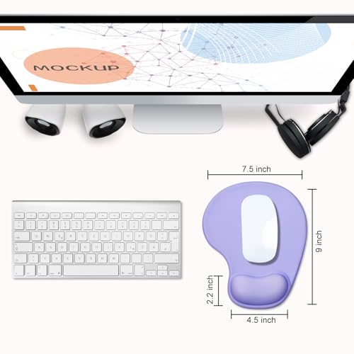 JIKIOU Ergonomic Mouse Pad with Gel Wrist Rest 2Pack, Portable Small Purple | Upgraded-Prevent Gel Leakage, Ergonomic Design for Pain Relief, Cooling Gel filled, Smooth Lycra Surface, Non-Slip PU Base - color: 09Purple