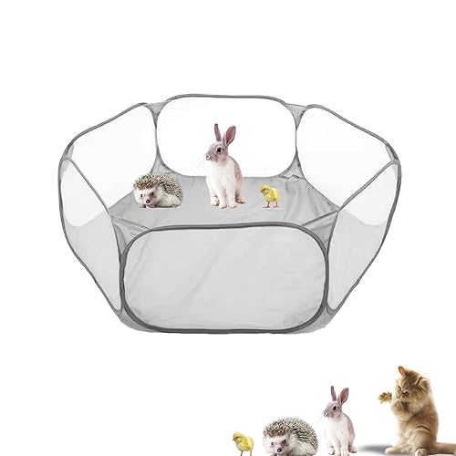 Small Animals Playpen, Portable Pop-up Open Interactive Pet Tent, Indoor Outdoor Fence for Rabbits, Guinea Pig, Hamster, Chinchillas, Kittens, Puppies - color: Grey