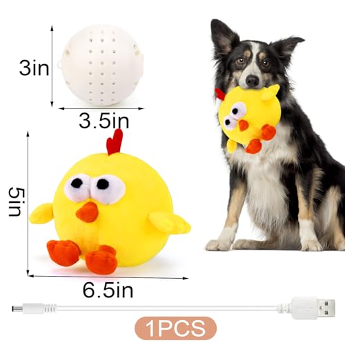 BABORUI Interactive Dog Toys, Crazy Jumping Chicken Dog Toy with Recording and Music Modes, Rechargeable Moving Squeaky Dog Toys for Small/Medium/Large Dogs to Keep Them Busy - color: Chicken