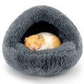RAINFLOW Plush Guinea Pig Hideout Bed - Grey Fleece Hamster Cave Bed | Warm Cozy Small Animal Cave with Stable One-Piece Design, Washable Hamster Bed Hideaway for Guinea Pig, Bunny & Hedgehog Cage