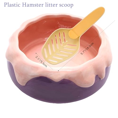 M2cbridge Ceramic Pudding Hamster Food Bowl Feeding Dish Water Bow for Guinea Pig Hedgehog Small Animal(Purple) - color: Purple
