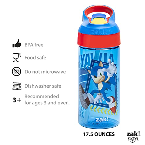 Zak Designs Sonic the Hedgehog Kids Water Bottle with Spout Cover and Built-in Carrying Loop, Made of Durable Plastic, Leak-Proof Water Bottle Design for Travel (17.5 oz, Pack of 2) - color: Sonic the Hedgehog