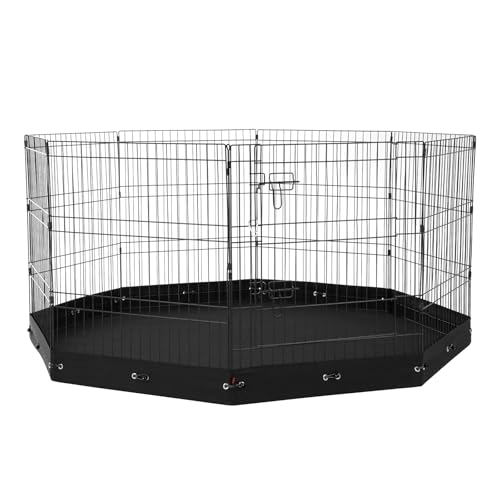 VEVOR Dog Playpen, 8 Pcs 30"H x 24"W Panels Foldable Metal Pet Exercise Pen, Dog Fence Indoor and Outdoor Pen with Door, 600D Oxford Fabric Bottom Pad, Pet Playpen for Dogs, Cats, Other Small Animals - size: 8 panels 30*24in, style: Playpen + Bottom Pad