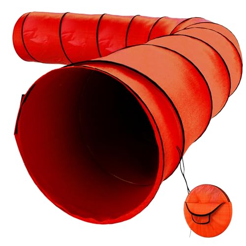 Houseables Dog Agility Tunnel, Dog Tunnel, Agility Equipment, 18 Feet, Puppy Obstacle Course, Crawling, Pet Playground, Small, Medium, Large, Indoor/Outdoor, Play, Pop Up Set, Exercise Tube, Toy, Red | Houseables Agility Equipment, Puppy Obstacle Course,