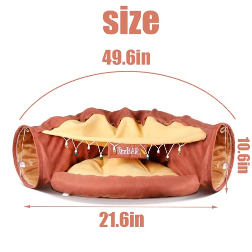 LEFTSTARER 2-in-1 Collapsible Cat Tunnel for Indoor Bed and Hideout - Pet Dog Rabbit Bunny Ferret Tunnel Tubes Toys with Removable Washable Mat, Tower Wheel Stuff - color: 3.Bar