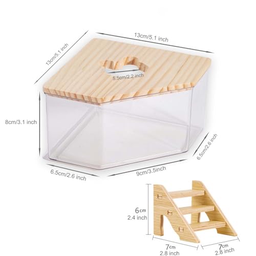 Transparent Pentagon Hamster Sand Bath Box for Hamster Cage Accessories, Digging Sand Container with Climbing Ladder, Large Sandbox for Hamsters Dust Bath and Play Sand - size: M