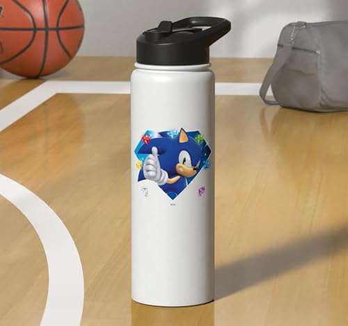 Sonic the Hedgehog 35th Anniversary Emerald Legacy Stainless Steel Insulated Water Bottle - color: White