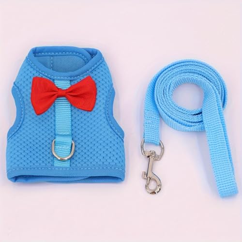 One Set of Solid Color Fashion Rabbit Harness for Outing and Rabbit Leash to Prevent Loss-M