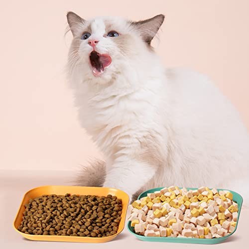 8Pcs Whisker Fatigue Free Cat Bowls, 6 inch Cat Food Bowl, Wheat Straw Cats Dishes, Pet Plate for Kittens and Short Legged Cats - color: 8 Pcs Square - 4 Color