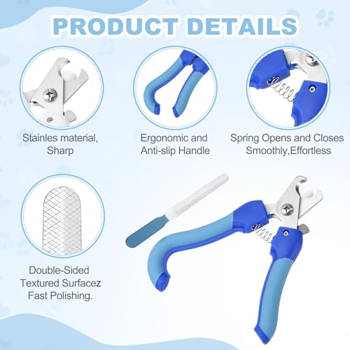 Pet Nail Clipper with Nail File, Pet Nails Clippers and Trimmer with Safety Guard, Professional Grooming Tool for Indoor Small Dog Cat Kitten, (Blue/Dark Blue, 1 Set) - color: Blue/Dark Blue
