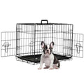 FDW 24-Inch Dog Crate Pet Cage with Metal Folding Design Plastic Tray Indoor Outdoor Dog Kennel Cage for Small Dogs,Dark Black - color: Dark Black