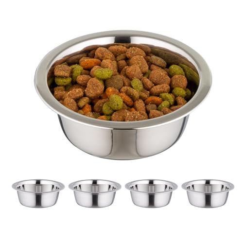 IRIS USA Stainless Steel Pet Bowls, 16 oz, 5 Pack | Stainless Steel Bowls for Cats, Dogs, Kittens, Puppies, Durable, Easy to Clean