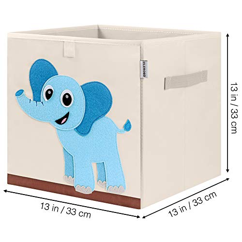 13 Inch Animal Cube Storage Bins, Foldable Fabric Kids Toy Box & Toy Chest | Kids Storage Cubes, Toy Storage Organizer Basket for Toddlers, Boys and Girls, Playroom and Nursery (Elephant) - color: Elephant