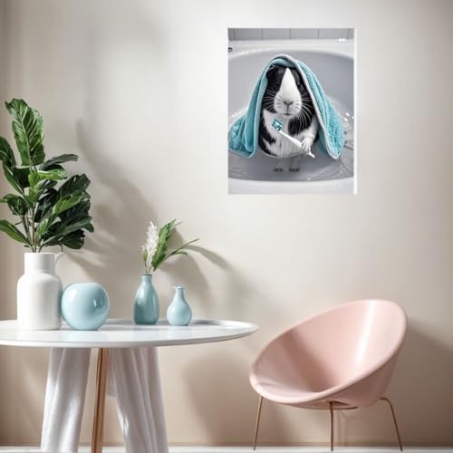 Berlun Funny Animal Wall Art Canvas - Farmhouse Guinea Pig Decor, Modern Waterproof Picture for Bathroom,In Pet Rooms,Livingroom,Bedroom,Unique Funny Wall Decor Gifts for Family Member and friends 12x15 Inch" WY-11 - color: white brown