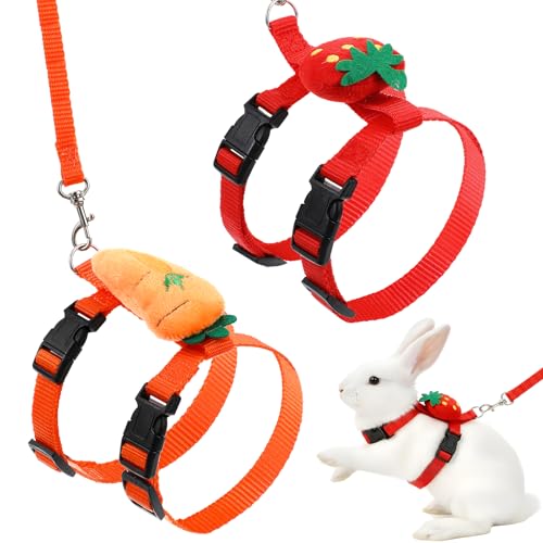 2PCS Bunny Harness and Leash Guinea Pig Leash Rabbit Bunny Leash | Kitten Harness and Leash Set for Guinea Pig Ferret Cat Puppy Duck Small Pets Outdoor Walking - style: A