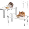 Ripeng 2 Sets Acrylic Hamster Play Platform Cage Accessories Small Pets Plastic Transparent Play Stand for Gerbils Dwarf Syrian Hamsters Mice Chinchilla Parrot Bird Small Animals