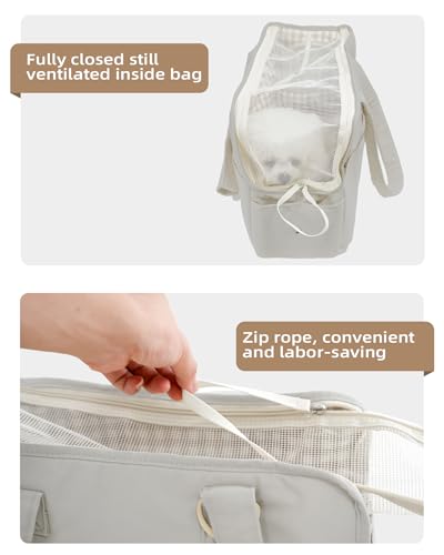 ONECUTE Dog Carrier for Small Dogs Rabbit cat with Large Pockets, Cotton Bag, Dog Carrier Soft Sided, Collapsible Travel Puppy Carrier (Grey, 17" L x 7.5" W x 12" H) - color: Grey, size: 17.0"L x 7.5"W x 12.0"H
