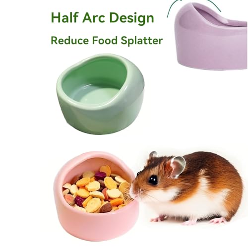 JSLZF Ceramic Hamster Bowl Small Rat Food Bowl Hamster Dish Prevent Knocking Over, Food Splashing and Chewing Feeding Dish for Gerbil Chinchilla Rat (3 PCS)