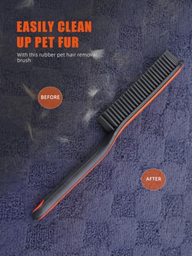 SPTA Pet Hair Brush, 2Pcs Pet Hair Removal Brush,Triangular Wedge Tip,Rubber Bristles to Trap and Remove Hair,Metal-Free Design,Ergonomic Design Great for Cars,Trucks,SUVs,RVs, Home,Furniture&More