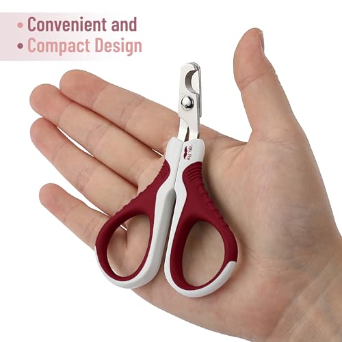 Mr. Pen- Cat Nail Clipper, Stainless Steel | Professional Sharp Cat Claw Trimmer for Small and Medium Cats, Pet Nail Clipper with Sturdy Non Slip Handle - color: Wine & White