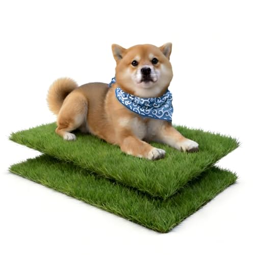 Artificial Grass for Dog Pee Training, Fake Grass Patch for Potty Tray | 28"x 18" Dogs Fake Grass Pad, 2pcs Reusable Washable Replacement Realistic Puppy Turf Mat, Indoor Outdoor Use - size: 28×18 Inch (Pack of 2)