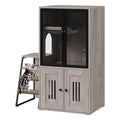 TrailBlaze Litter Box Enclosure with Platform, Double Layer Hidden Furniture, Modern Villa Cat Cabinet with Ladder, Hammock & Metal Mesh Door, Indoor Washroom Cat House-Gray - color: Gray