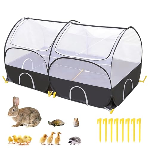 SlowTon Small Animals Playpen, Pop Up Detachable Bottom 59"x31"x30" | Portable Chicken Coop Run, Large Chick Brooder, For Guinea Pig Bunny Puppy, Indoor Outdoor, Arched Top - color: Black, size: 59"x31"x30"