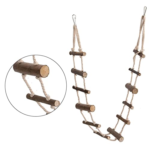 39.4in Rope Ladder Bird Ladder Wooden Bird Bridge Hamster Bridge | Rope Ladder for Small Pets Hamsters Mice Gerbils Parrots and Chinchillas